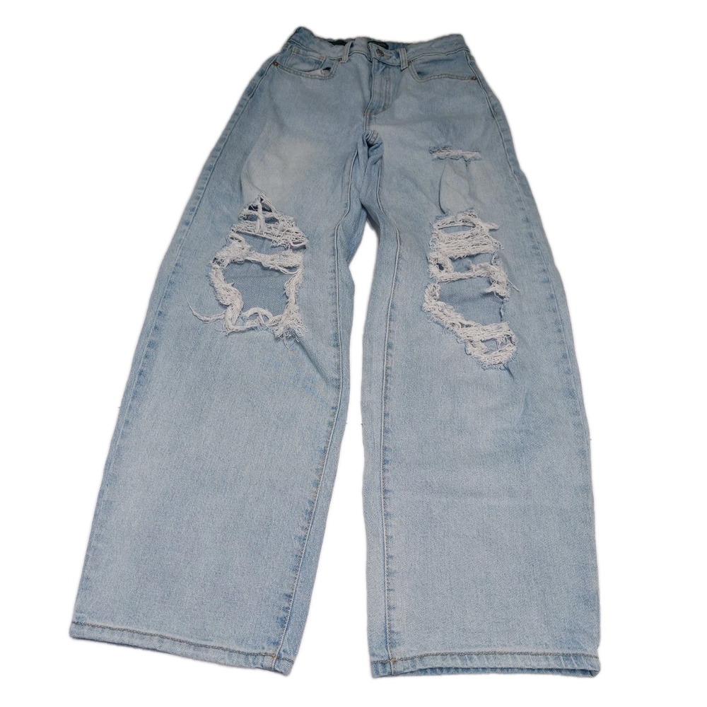 Wild Fable Highest Rise Baggy Jeans Distressed Light Wash Wide Leg Womens 0/25R